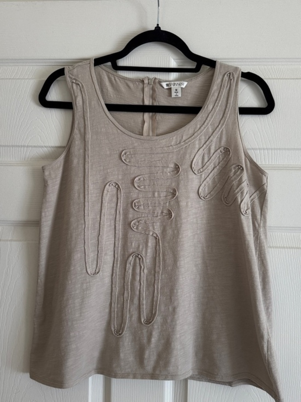 Spanner Allure Tank Top - Taupe Ribbon Trim Detail - Size M